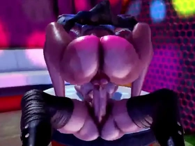 Disco-themed MMD video featuring a futa with big tits and a black cock