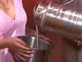 White-haired milf Sunny seduces in pink and gray