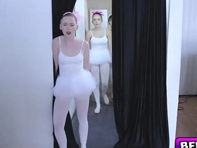 Lesbian ballerinas indulge in group sex with their ballet instructor